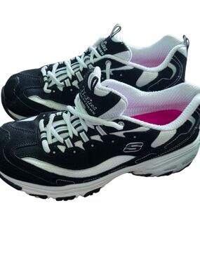 Skechers Black & White Women's Athletic Sneakers with Pink Insole